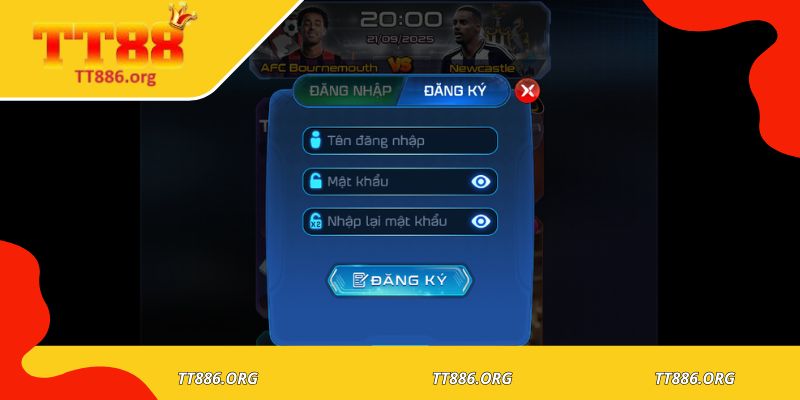 Người chơi thao tác đăng ký tài khoản trực tuyến